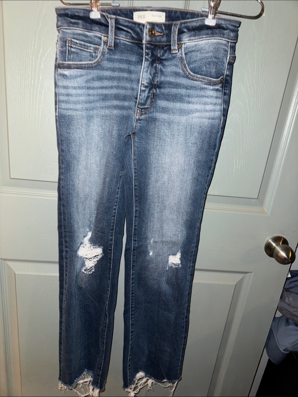 BKE Washed Blue Straight Leg Distressed Jeans 24x28